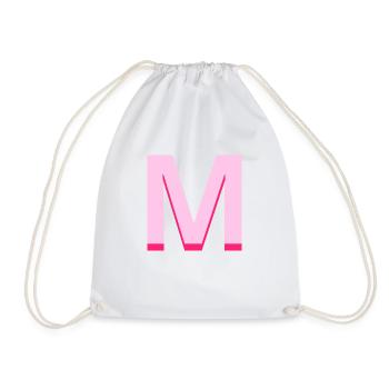 Letter m pink pop and modern - Drawstring Bag - white - Front