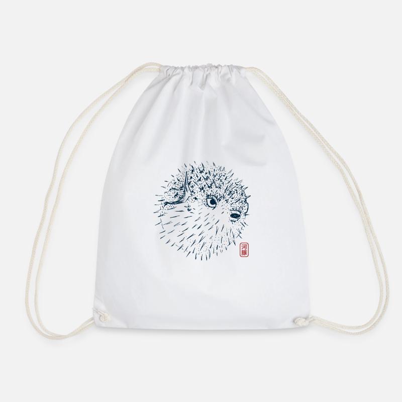 Puffer fish - Drawstring Bag - white