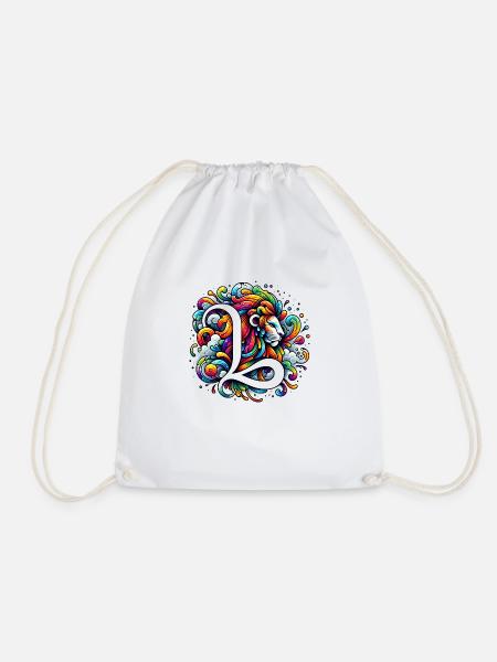 Color Zodiac: Lion - Drawstring Bag - white