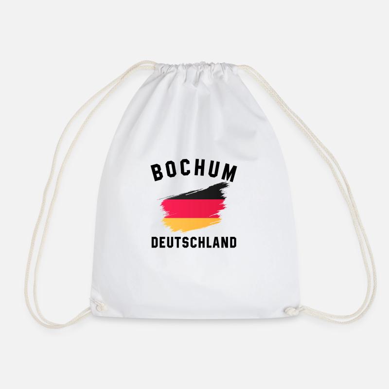 Germany Flag - Brush Stroke Look - Drawstring Bag - white