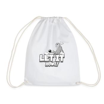 wolf fart saying i let it howl i fart - Drawstring Bag - white - Front