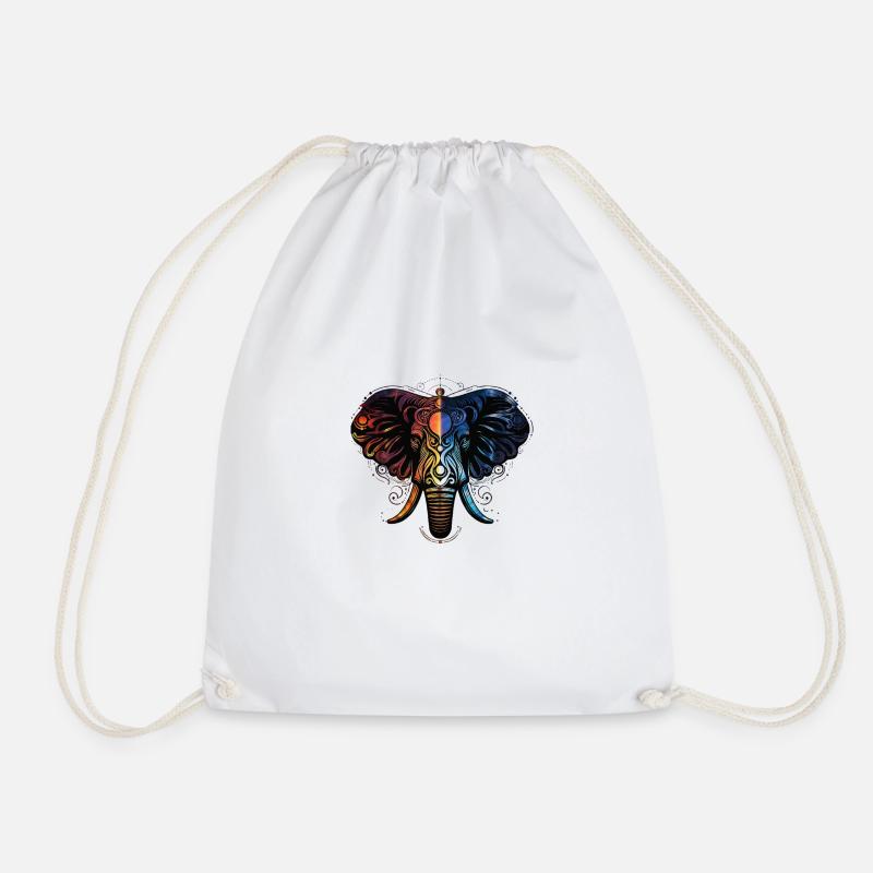 Elephant Fire Water - Drawstring Bag - white
