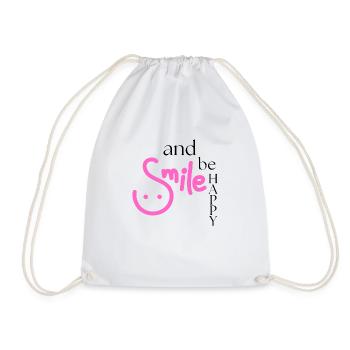 Smile and be happy - Drawstring Bag - white - Front