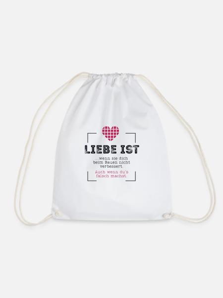 Klemmbausteine - Afols - Liebe ist - Turnbeutel - Weiß