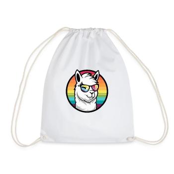 Alpaca Llama Cool Comic - Drawstring Bag - white - Front