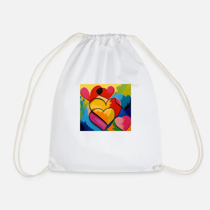 Szívek és színek - Drawstring Bag - white