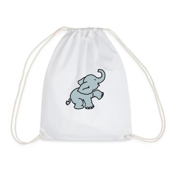Happy Elephant (2 colors) - Drawstring Bag - white - Front