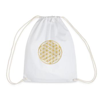 Flower of Life 3D GOLD - Drawstring Bag - white - Front