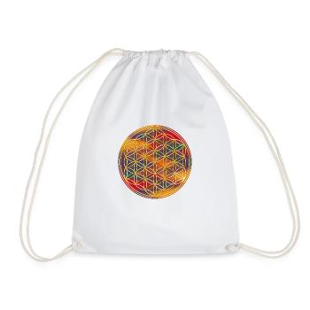 Flower of Life | flower of life | Gold Coloured 2 - Drawstring Bag - white - Front