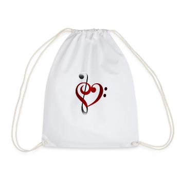 Music Heart - Drawstring Bag - white - Front