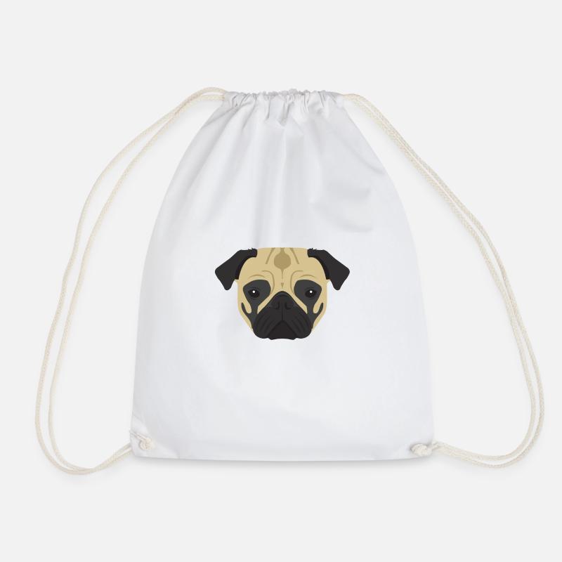 Pug - Drawstring Bag - white