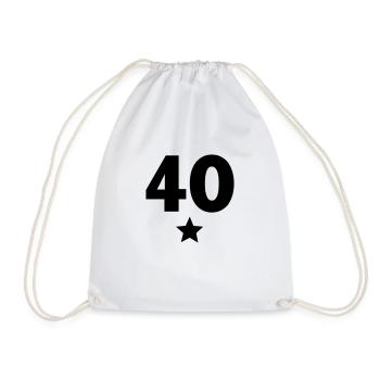 40 mit Stern / 40 with star(1c) - Turnbeutel - Weiß - Vorne