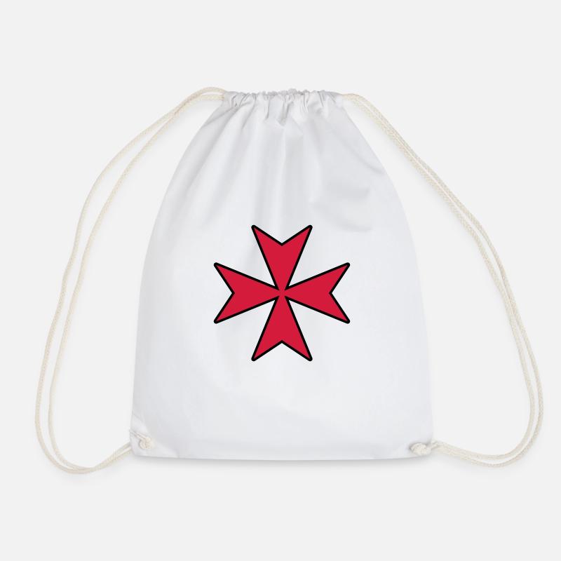 Maltese Cross - Drawstring Bag - white