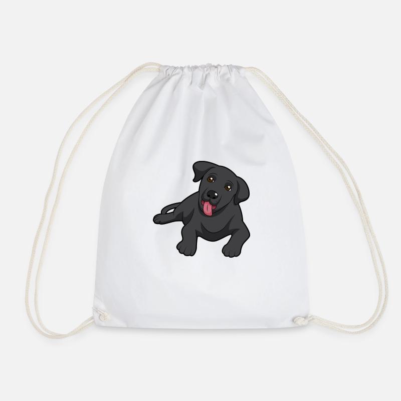 black labrador Dog - Drawstring Bag - white
