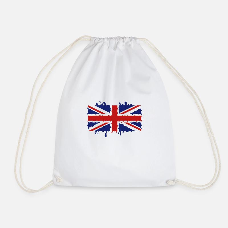 Dripping Union Jack - Drawstring Bag - white