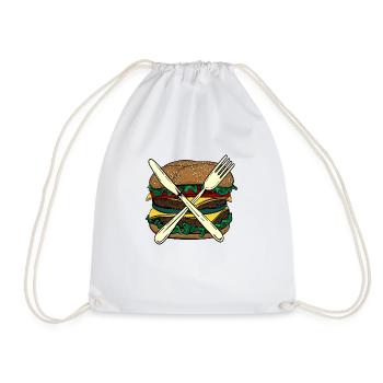 Burger X - Drawstring Bag - white - Front