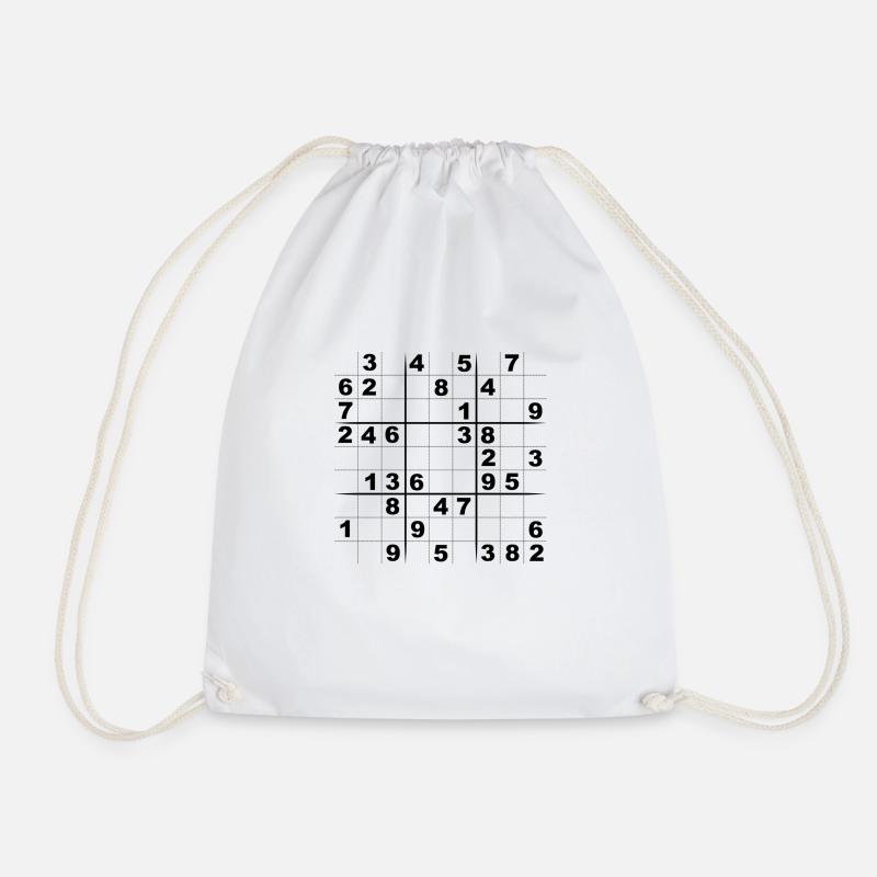 schwarz Sudoku - Turnbeutel - Weiß