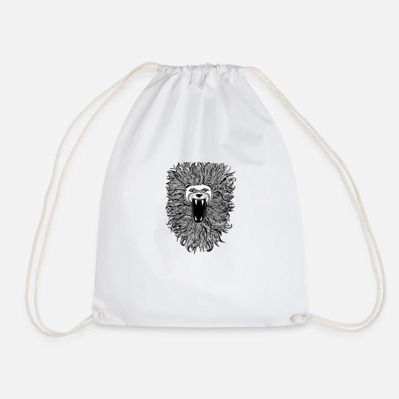 wild lion - Drawstring Bag - white