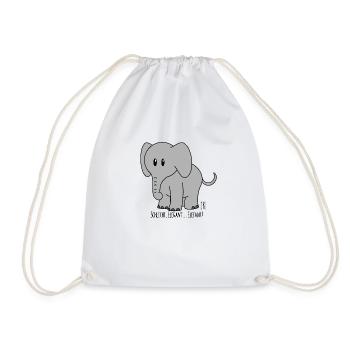 Schlicht, Elegant... Elefant! - Turnbeutel - Weiß - Vorne