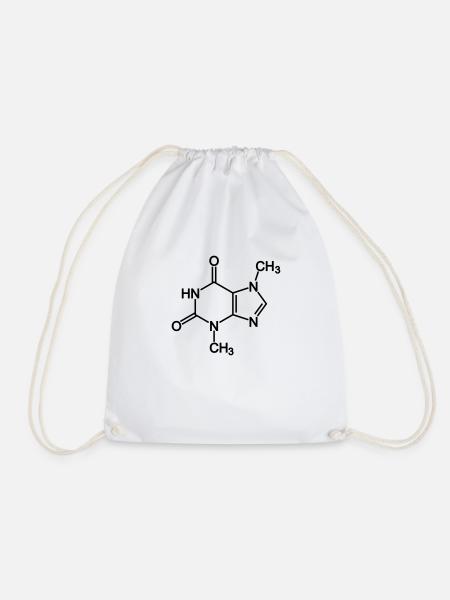 Theobromine Molecule (Chocolate) - Drawstring Bag - white