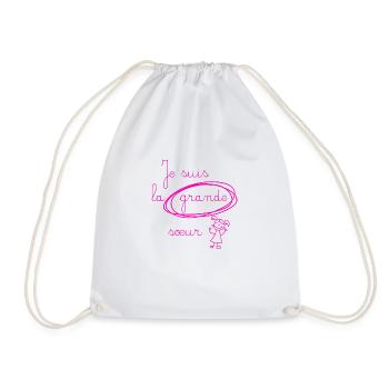 Je suis la grande soeur - version rose - Sac de sport léger - blanc - Devant