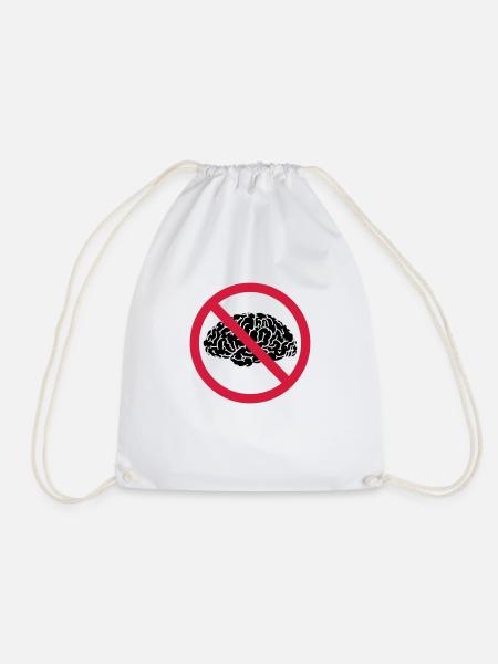 no brains allowed - Drawstring Bag - white