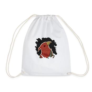 Hipster bird mixed media digital art collage - Drawstring Bag - white - Front