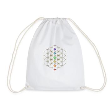 Flower of life, Chakras - Rainbow, energy symbol, - Drawstring Bag - white - Front