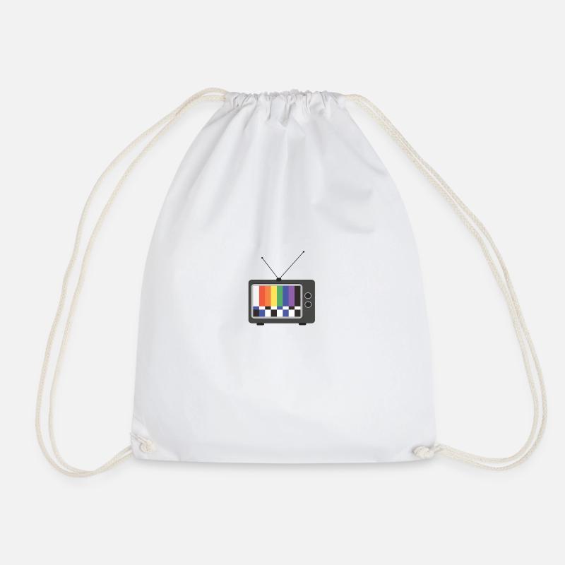 Rainbow Gay TV - Drawstring Bag - white