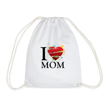 I love mom uk - Drawstring Bag - white - Front