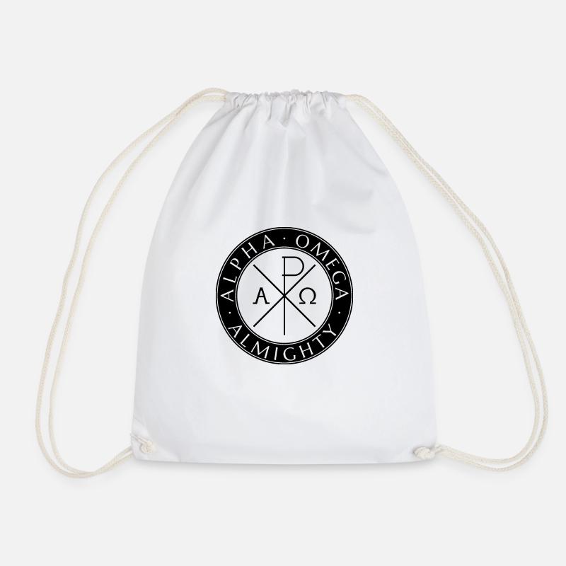 Alpha Omega Almighty Black - Drawstring Bag - white