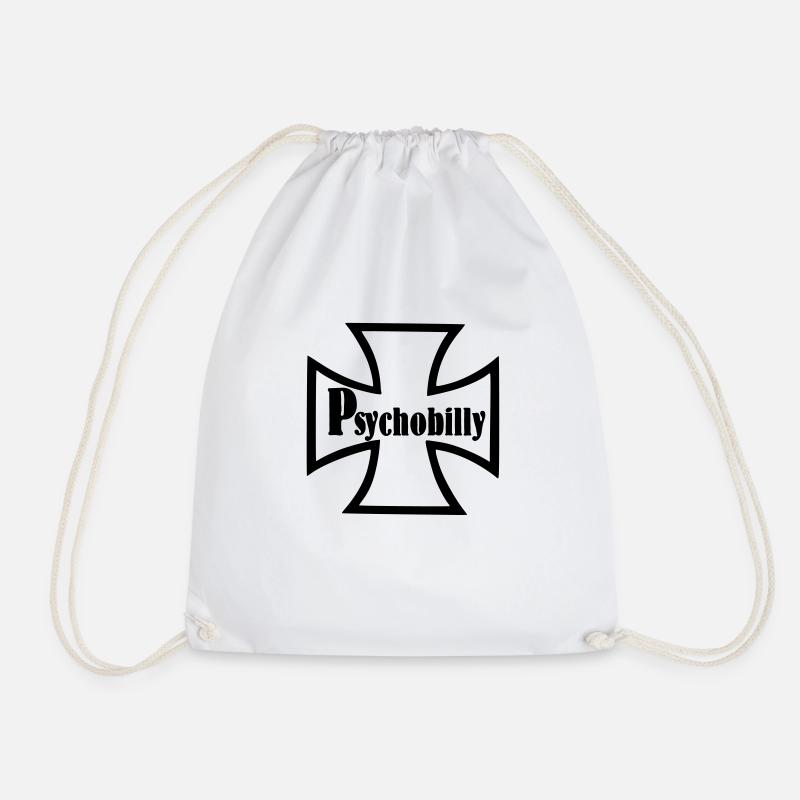 PSYCHOBILLY,ROCK,GUITAR,FLATTOP,FLAT,GUITAR,MUSIC - Drawstring Bag - white