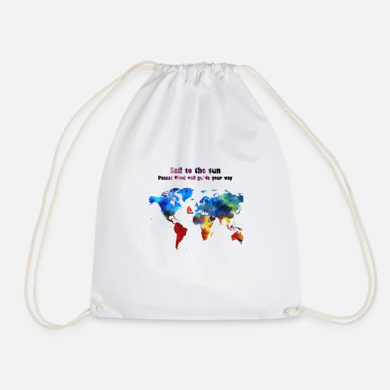 Sailing to the Caribbean - Atlantic Circumnavigation - Drawstring Bag - white