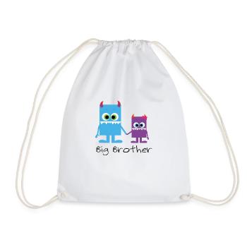 cute monster siblings, big brother - Drawstring Bag - white - Front