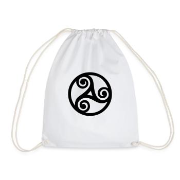 triskelion celtic symbol in tattoo tribal style - Drawstring Bag - white - Front