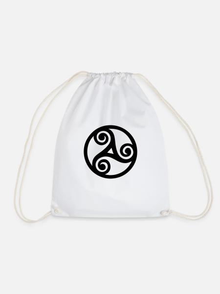 triskelion celtic symbol in tattoo tribal style - Drawstring Bag - white