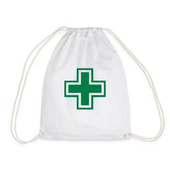 drugstore pharmacy green cross for pharmacist - Drawstring Bag - white - Front