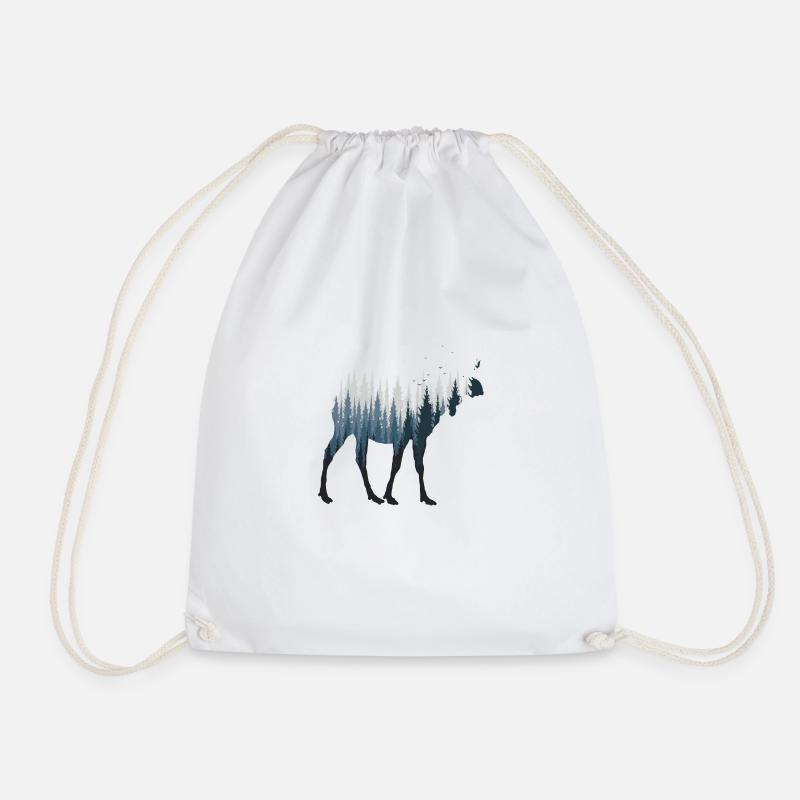 Moose - Drawstring Bag - white