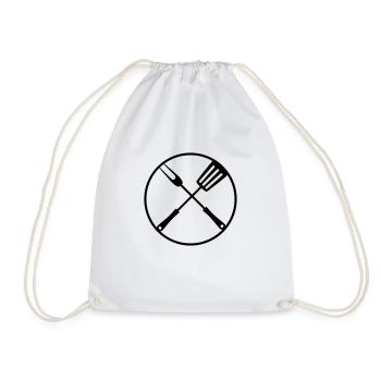 rond cuisinier grillade cercle logo logo fourchette grillade pfan - Sac de sport léger - blanc - Devant
