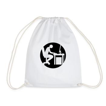 Computer desk nerd logo - Drawstring Bag - white - Front