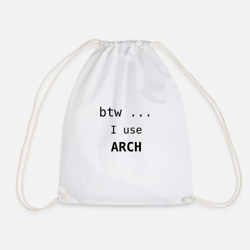 I use Arch black - Linux System - Drawstring Bag - white