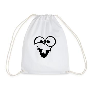 Laughing cheerful cute face - Drawstring Bag - white - Front