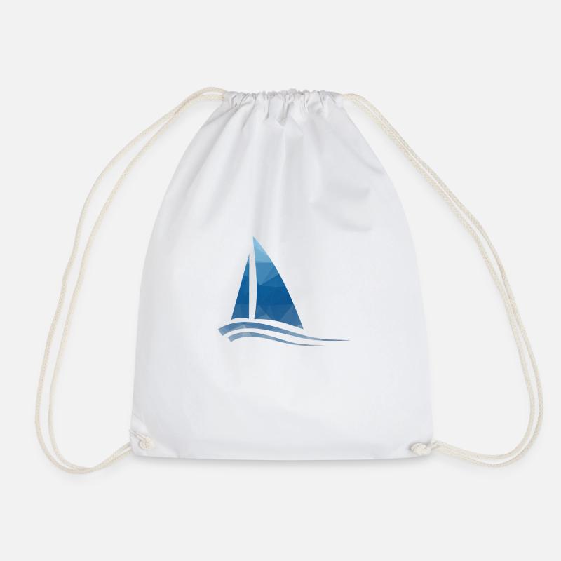 Segelboot - Sailboat - Turnbeutel - Weiß