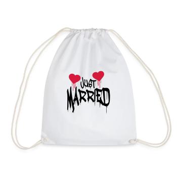 Just married Logo lustig herz blut - Turnbeutel - Weiß - Vorne