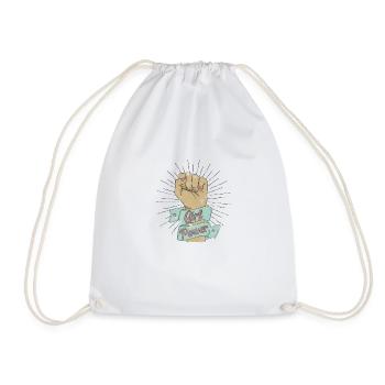 Girl Power Woman Women Feminism Saying Gift - Drawstring Bag - white - Front