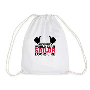 world class sailor - Drawstring Bag - white - Front