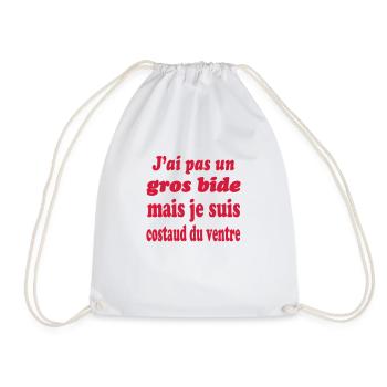 J'ai gros bide mais je suis costaud du ventre - Sac de sport léger - blanc - Devant