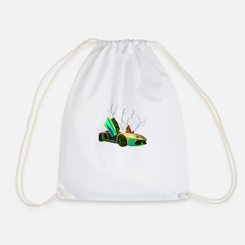 Lambo Aventador Storm Green Troll - Drawstring Bag - white