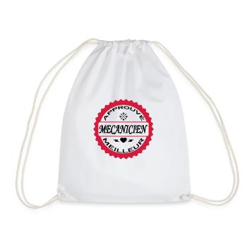 Approuvé meilleur mecanicien - Drawstring Bag - white - Front