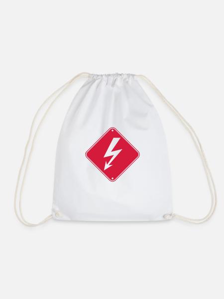 rouge clipart panneau indication électrique éclair courant - Sac de sport léger - blanc